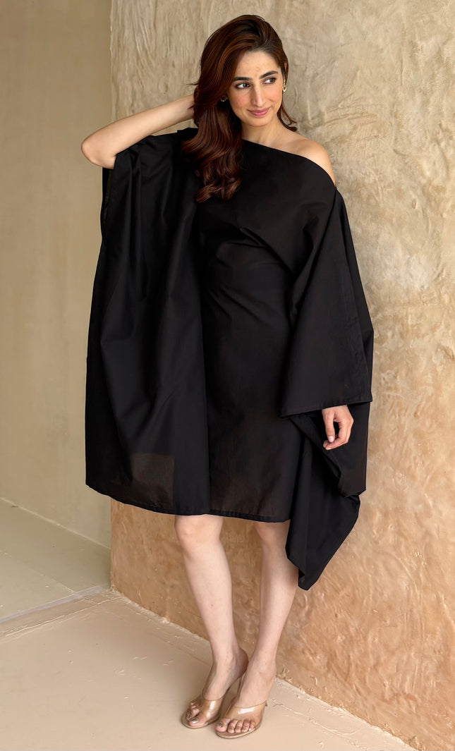 Black cotton kaftan dress