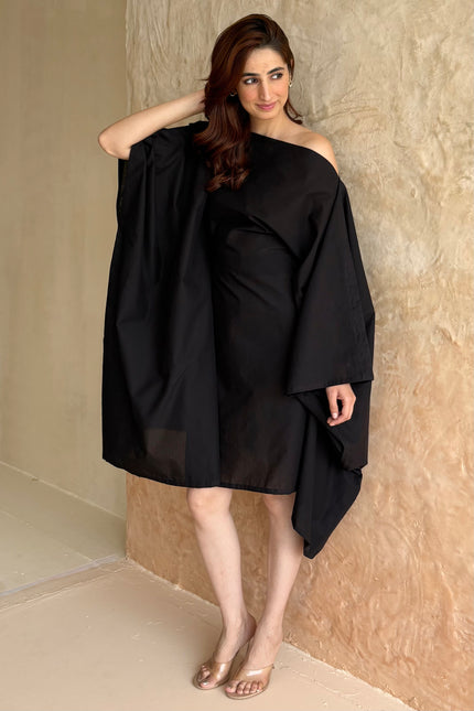 Black cotton kaftan dress
