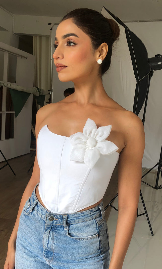 White floral bodice corset