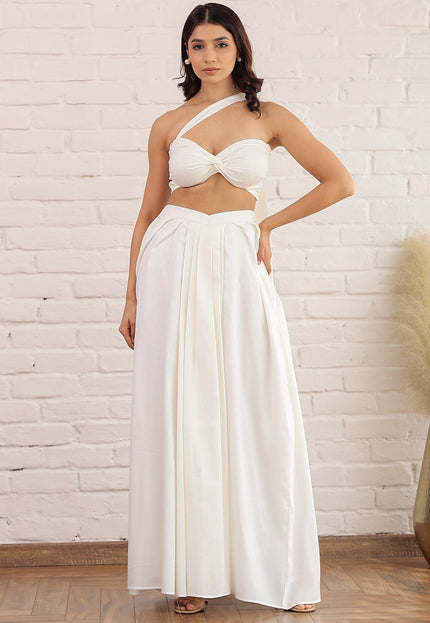 White bandeau top and skirt
