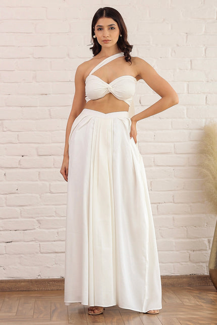 White bandeau top and skirt