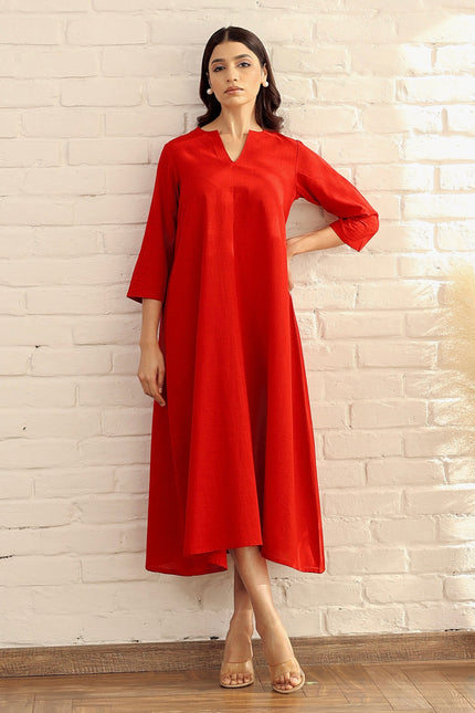 Cotton red basic dress