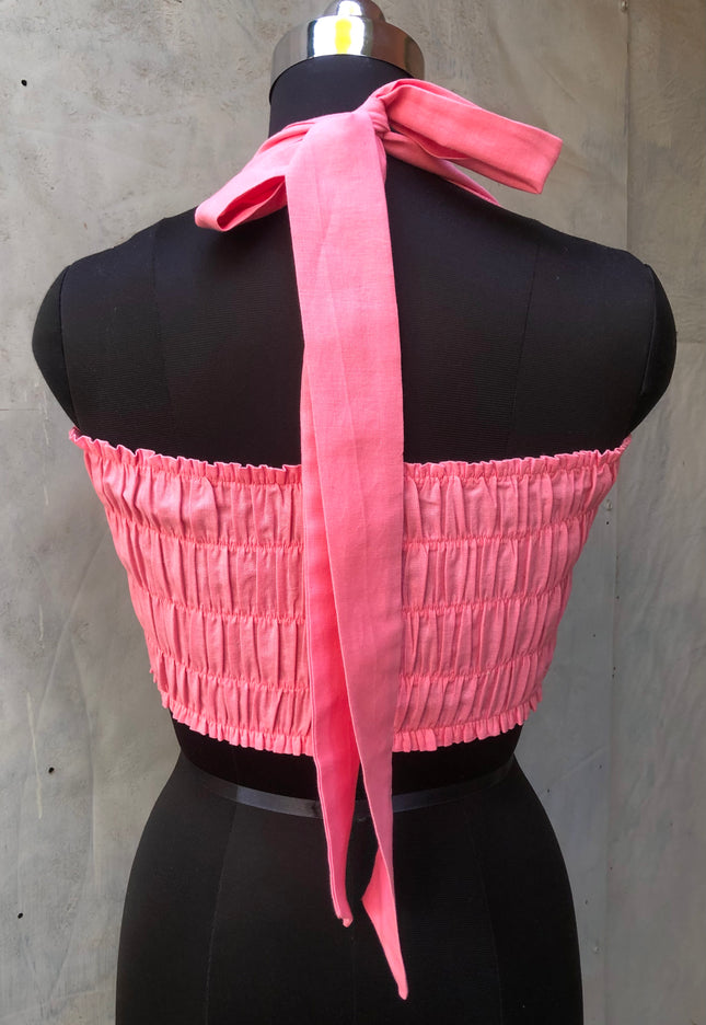 Pink cotton bandeau top
