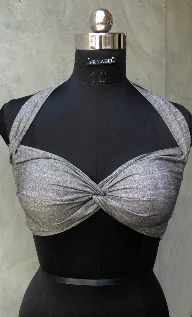 Grey cotton bandeau top