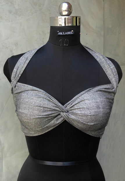Grey cotton bandeau top