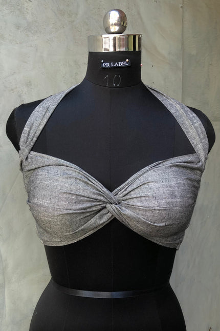 Grey cotton bandeau top