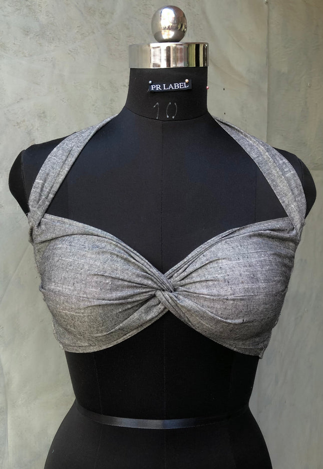 Grey cotton bandeau top