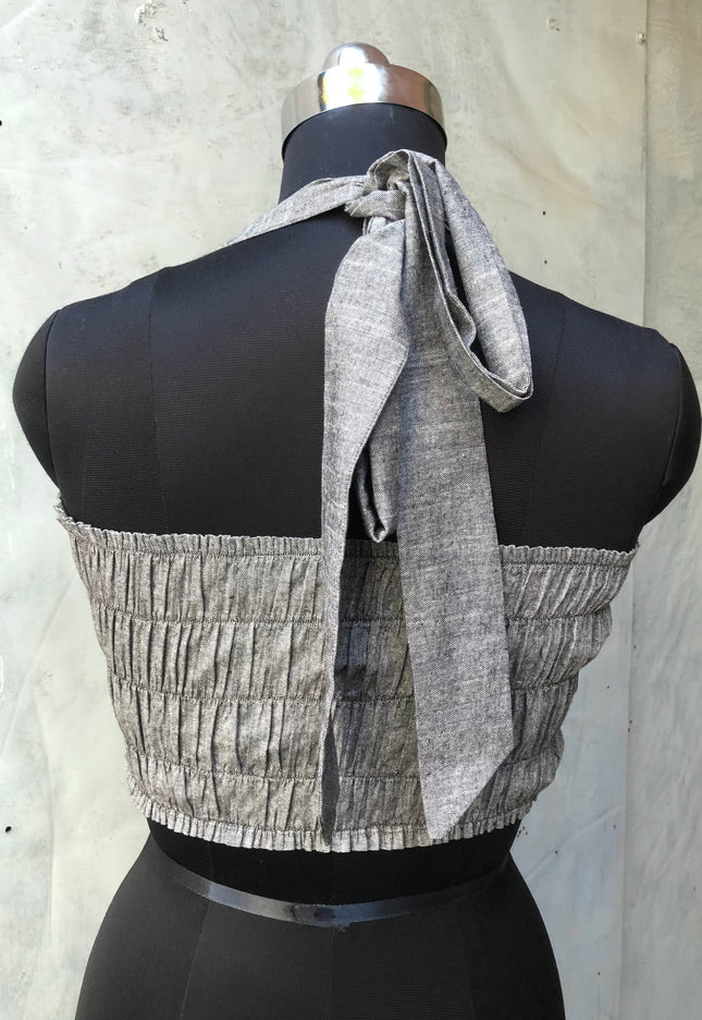 Grey cotton bandeau top