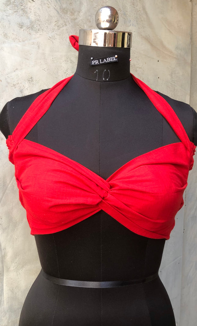 Red cotton bandeau top