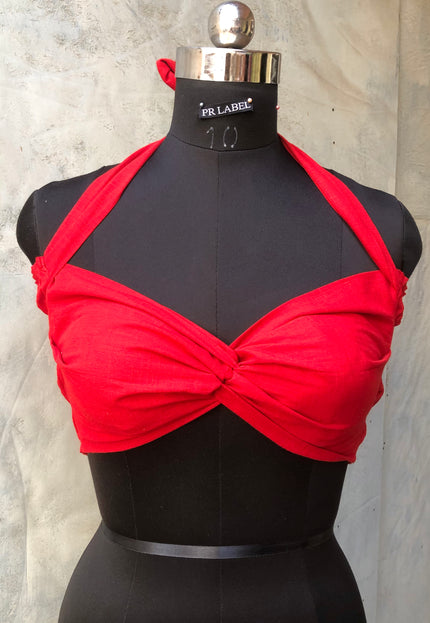 Red cotton bandeau top