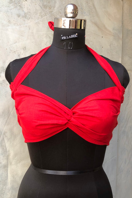 Red cotton bandeau top