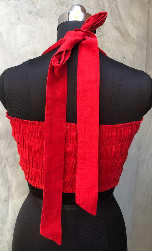 Red cotton bandeau top