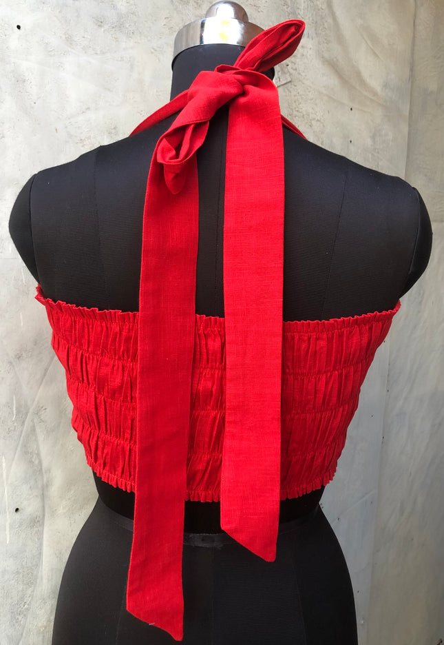 Red cotton bandeau top