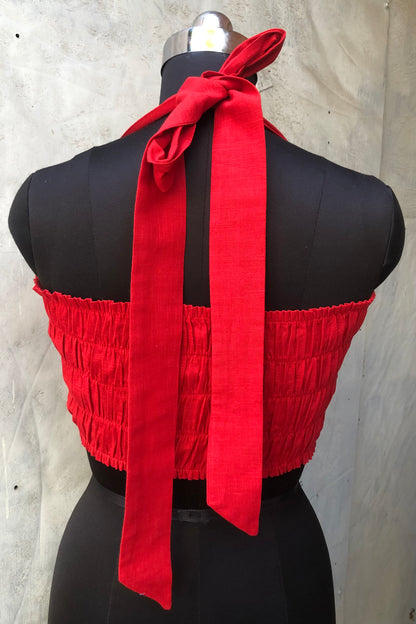 Red cotton bandeau top