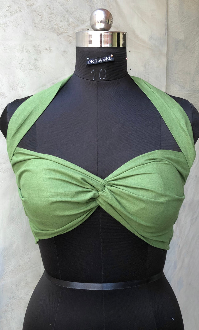 Olive cotton bandeau top