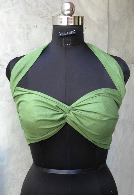 Olive cotton bandeau top