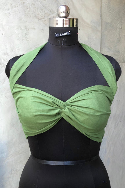 Olive cotton bandeau top