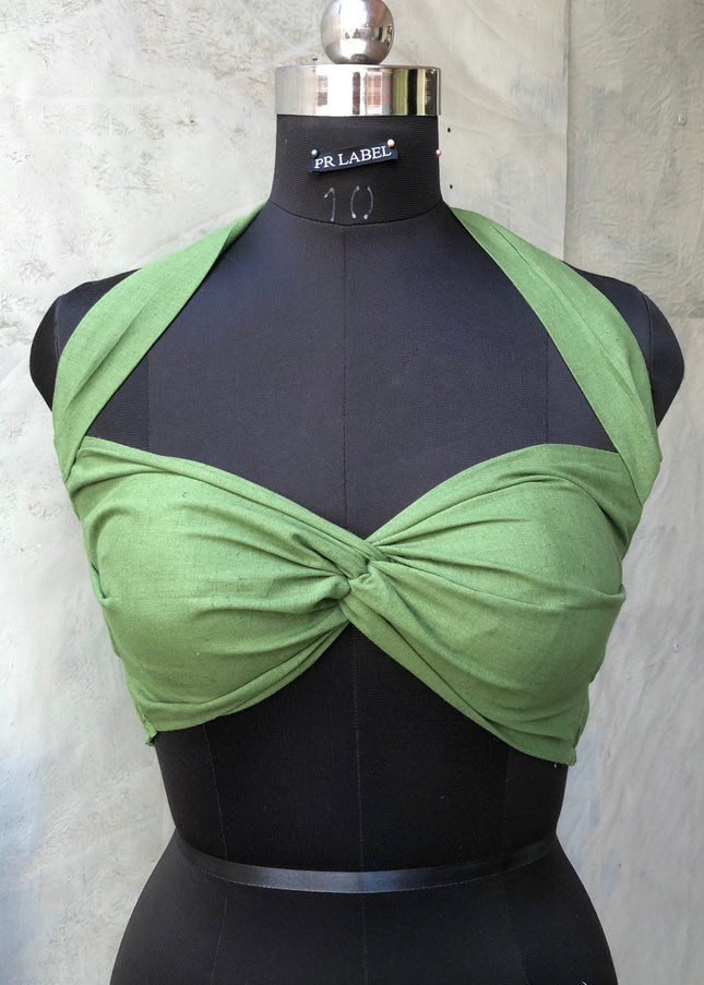 Olive cotton bandeau top