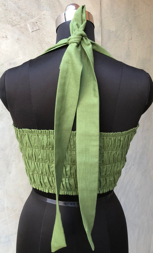 Olive cotton bandeau top