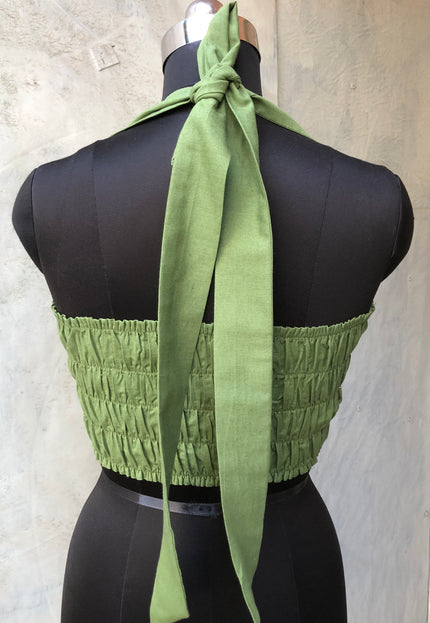 Olive cotton bandeau top