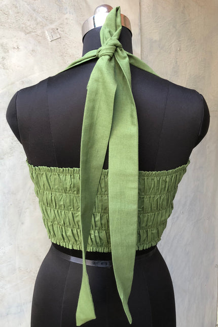 Olive cotton bandeau top