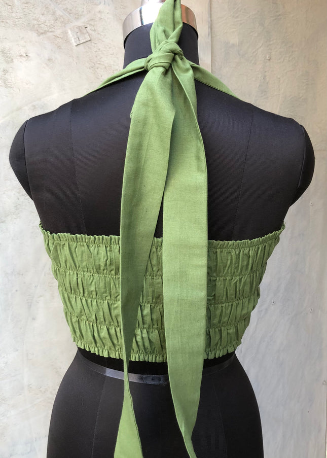 Olive cotton bandeau top