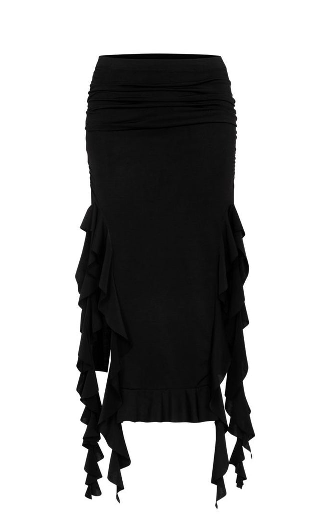 Black lycra frill skirt