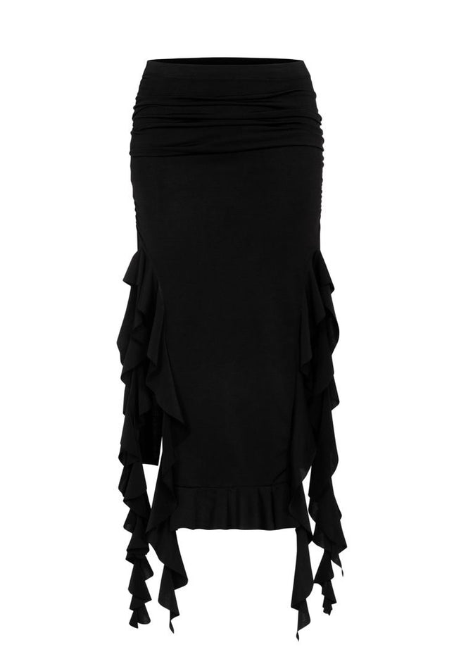 Black lycra frill skirt