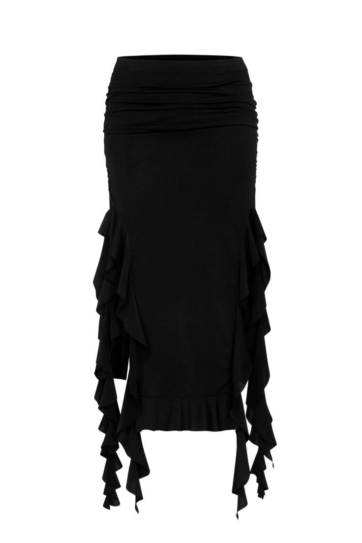 Black lycra frill skirt